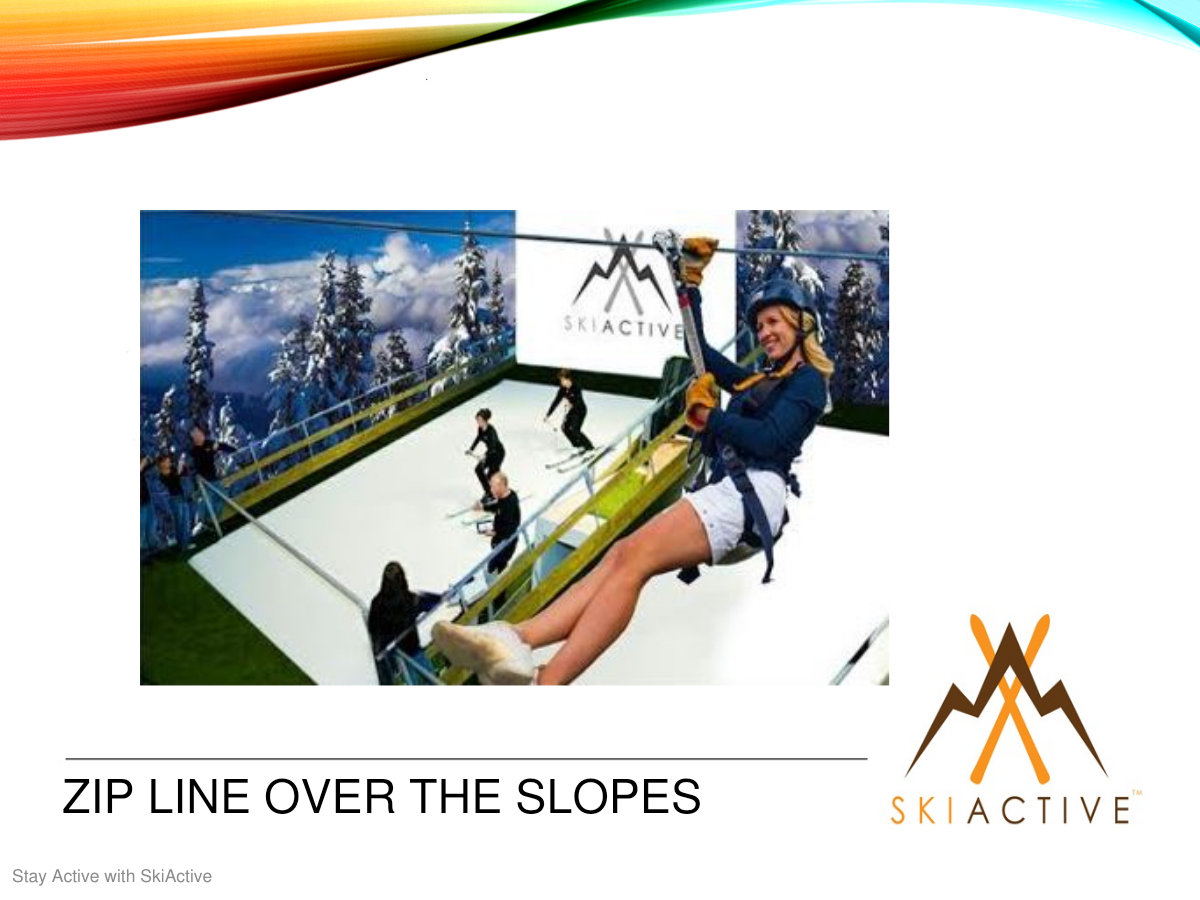 Zip line over ski slopes concept